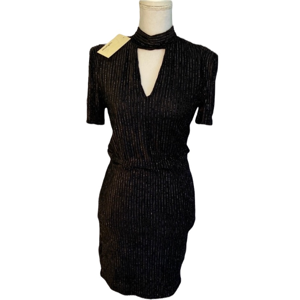 Black Sparkle Keyhole Sheath Dress